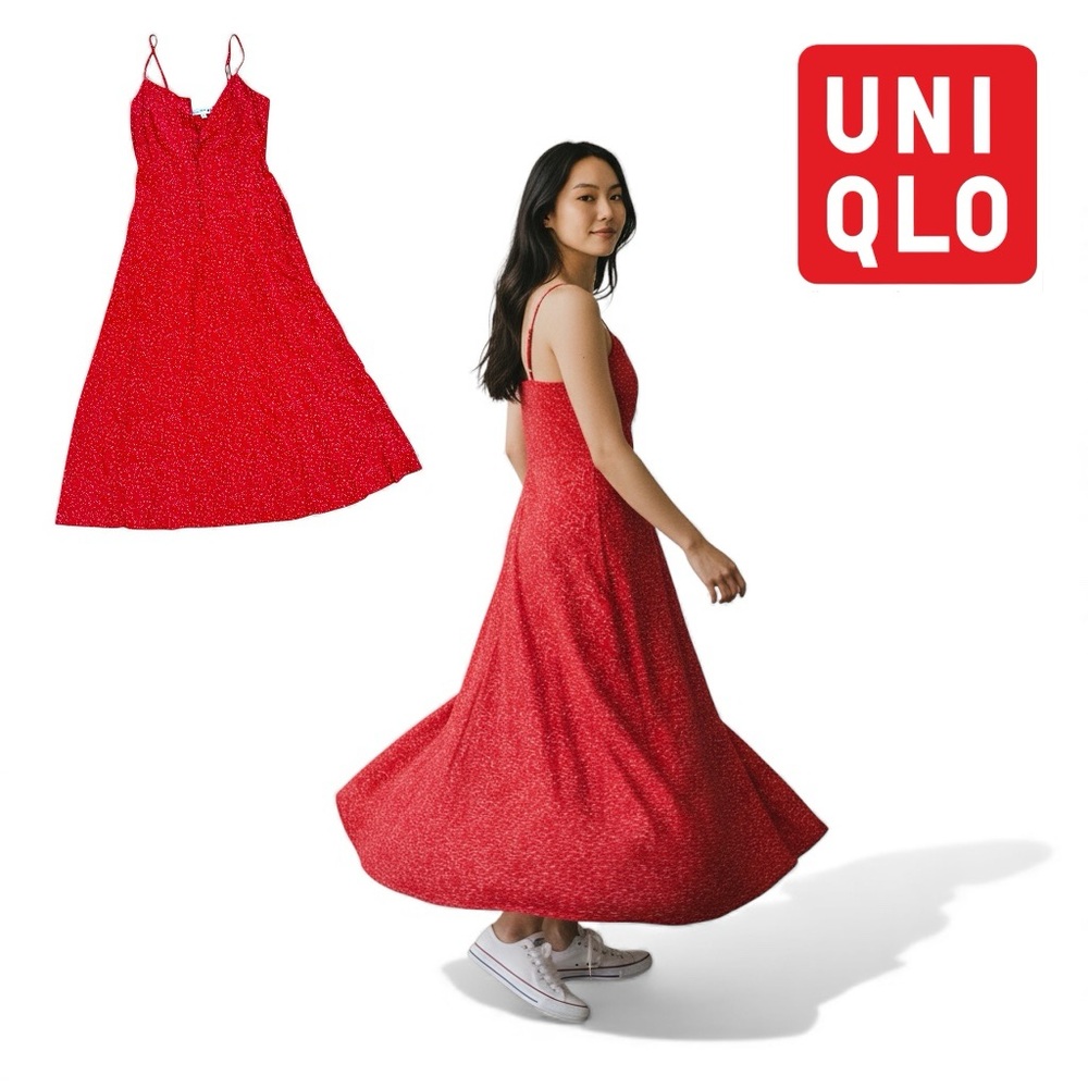 Uniqlo Ines de la Fressange Paris Red Polka Dot Maxi Dress